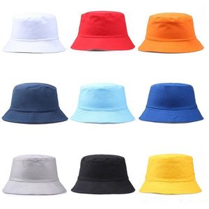 Resor Fisherman Leisure Bucket Cap Solid Färg Mode Mäns Kvinnors Plana Top Wide Summer Outdoor Sports Sun Hat WCW003