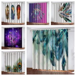Curtain & Drapes High Shading Curtains For Living Room Bedroom Window Luxury Feather Printed Designer Custom Modern Home El Cafe Office