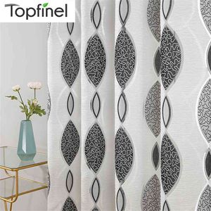 TopFinel Geometryczne Nowoczesne Zasłony Pokoju Salon Sheer Do Kitchen Tulle Do Sypialni Zabiegi Okno White Curtain Custom Size 210712