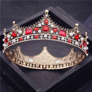 Старинные золотые круг Royal Queen king Crown Crowns Breide Diadem головной уборный банкет Tiaras Prom Pageant вечеринка свадьба корона для волос для волос X0625