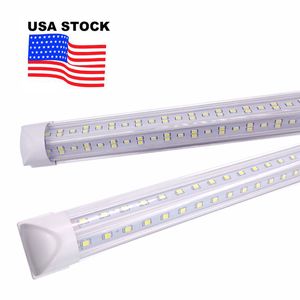 LED-rör Lighing Partihandel V Form Integrated LED 8Feet Fluorescerande fixtur Kallvit 6000K LED Double Sides Tubes AC85-265V LED-butiksljus för garage