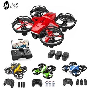 Święty Kamień Mini RC Drone 720P Kamera Bezgłowy Drony QuadroCopter One Key Land Auto Hovering 3 Baterie Helikopter 211104