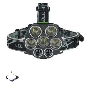 7 LED Headlamp 5 T6 + 2 XML 6 Tryby Reflektor ładowania USB 15000 Lumenów 18650 Zasilanie baterii Lampa głowy Latarka do wędkarstwa turystycznego Camping