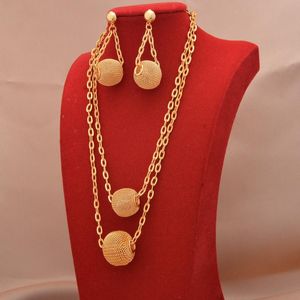Ohrringe Halskette Dubai Schmucksets 24K vergoldet Luxus afrikanische Hochzeitsgeschenke Brautarmband Ring Schmuckset für Frauen
