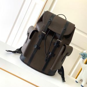 PM Designer Backpack for Men Backpack 7A Top Original High Quality Double Shoulders Bags Luxury Male Backpacks Brown Old Flower Genuine Leather Hiking Man Back Packs