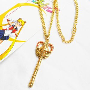 Pendant Necklaces Sailer Moon Key Necklace For Girls Kids Cartoon Anime Cute Kawaii Jewelry Cosplay Accessory Wholesale Items