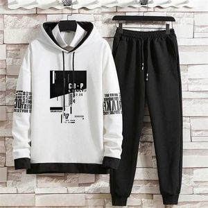 Men Outfit Set Autumn Winter Tracksuit Men's Set Printed Hoodie Sweatshirt and Sweatpants Mens Joggers Set 2PCS Male Clothing 211109