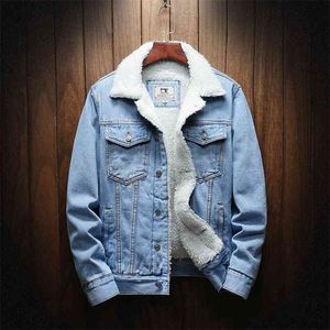 Homens Winter Jean Jackets Outerwear Quente Denim Casacos Homens Tamanho Grande Lá Winter Linter Winter Denim Jackets Plus Size XS-6XL 210818