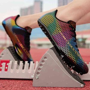 Wholesale athletics running spikes resale online - Unisex Track Field Shoes Spikes Sprint Training Sneakers Men Non Slip Athletics Running Nails Plus Size