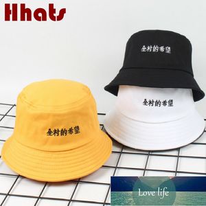 Casual Embroidery Chinese Letter Bucket Hat Hip Hop Outdoor Summer Japanese Travel Hat Vacation Women Sun Panama Fisherman Cap Factory price expert design Quality