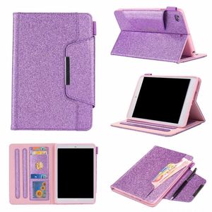 Leather Wallet For iPad Mini 6 1 2 3,4,Ipad 2 3 4, 5 6 Air 2 9.7'',2017 2018 PU Luxury Bling Glitter Sparkle Pouch Card Case Skin Holder Stand Kickstand Flip Cover