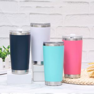 20 Unzen Tassen wiederverwendbare Becher Edelstahl -Autokassen Vakuum isoliert doppelte Wandwasserflasche Thermie Sublimation Tasse Kaffee Bier Trink Reisebecher ZL0255Sea