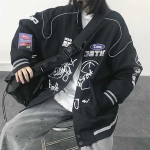 Hiphop野球のジャケット服ゴシックストリートウェア爆撃機のヴァルシティアウターブラックベーシックジャケット女性衣料品プラスサイズゴス211014