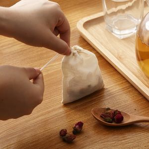 100 Pieces Cheesecloth Tea Strainer Bags Reusable Herbs Filter Drawstring Bag Kitchen tool DH3070