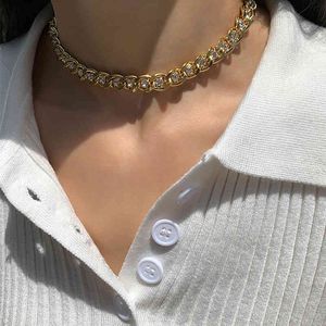 Peri'sbox chunky kubansk kedja halsband rhinestone curb länkade choker halsband för kvinnor bred vintage halsband chokers 2020 ny x0509