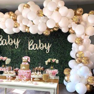 124 stks Wit Gouden Ballon Boog Garland Kit voor Baby Douche Bruiloft Verjaardag Verjaardag Bachelorette Party Achtergronddecoratie X0726