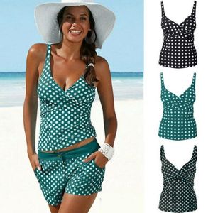 Costumi da bagno da donna Tankini da donna a pois Pantaloncini da ragazzo Costume da bagno Bikini da viaggio in spiaggia