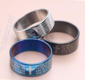 8mm Cross Ring Christ Jesus Scripture Titanium Steel Finger Band Rings Large Sizes Fit Men Women Jewelry Gifts