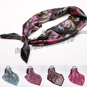 90 * 90 cm Silk cetim cacheck mulheres hijabs lenço impresso feminino quadrado cabeça cachecol bandana pequeno pescoço lenços hijab para meninas presente