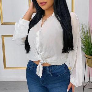 Ubrania Letnie Koszule Damskie Koszule Plus Size S-2X Top Casual Z Długim Rękawem Sheer Koszula Bluzki Damskie Seksowne Białe Topy Czarne Koszulki DHL Statek 5032