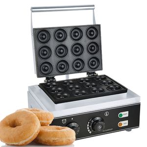 12 Hål Donut Maker 110V 220V 1550W Electric Donut Machine för bageri, Dessertbutik, Kafé och restaurang