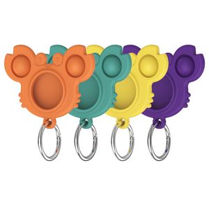 Crab Push Bubble Covers Key Rings Silicone Protective Sleeve Cases for Airtags Locator Tracker Anti-lost Device Protector Animal Fidget Sensory Toys Keychains