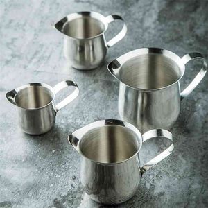 Mini Milk Pot Stainless Steel Frothing Pitcher Pull Flower Cup Cream Coffee Frothers Jug Bottle 210423