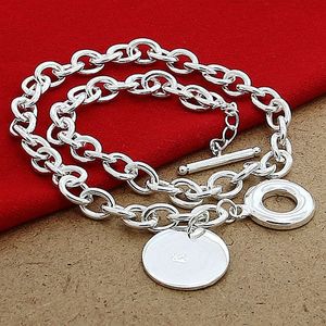 925 Sterling Silver Heart/Circle/Dog Pendant Necklace Woman Man 18 Inches Chain Wedding Engagement Party Jewelry 1267 T2