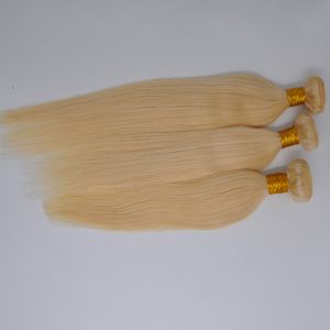 Trevlig kvalitet brasilianskt rakt blondin mänskligt hår väft 613 färgbuntar 100gram ett stycke peruanska hårvävtillägg för kvinnor