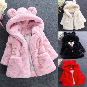 Winter Thicken Coats Girls Kids Cute Designer Fur Coat Kids Thick Fur Baby Girl Jacket Children Warm Outwears Pink winter coat 3-7Yeas