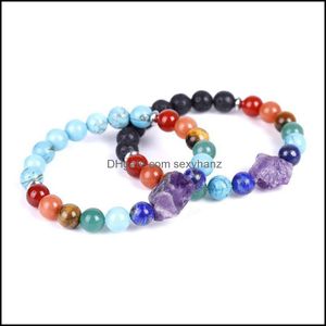 Smycken Rock Stone Armband 7 Chakra Healing Mens Yoga Armband Natural Anxiety for Women Pärled, Strands Drop Delivery 2021 SFBDL