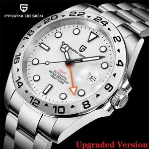 Pagani Design Męskie Automatyczne Zegarki Mechaniczne GMT Watch 42mm Sapphire Zegarek Ze Stali Nierdzewnej Reloj Hombre 210804