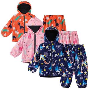 Keaiyouhuo esporte ternos crianças conjuntos de roupas para meninos capa de chuva manga comprida crianças roupas meninas à prova d 'água traje 2 a 5 anos 211224