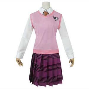 Danganronpa V3 Kaede Akamatsu Cosplay Costumes Women Dresses Anime Shirt Vest Skirt Socks Girl JK School Uniform Y0913