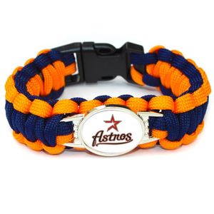 Charm Bracelets Baseball Sports Houston Charms Astros Bracelet Leather Bangle Paracord Survival Fans