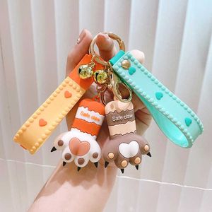 Chave bonito dos desenhos animados 3d garra keychain chaveiro animal silicone rosa chaveiro para homens mulheres menino menina bolsa de carro mochila pingente presentes g1019