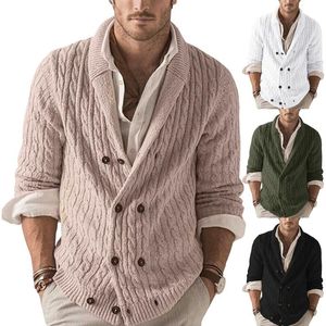 Suéter masculinas Puimentiua camisola homens 2021 Curto peito aberto Cardigan casaco quente roupas inverno