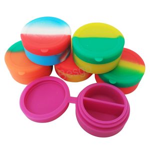 Caixas de embalagem de silicone de 7ml Caixas de embalagem redonda Armazenamento de óleo essencial Cata 2 grades Especiarias Pacote Jar Desktop Ornaments Box BH5494 WLY