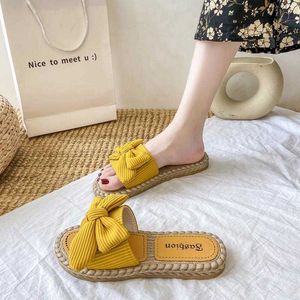 2022 Beach flowers cool slippers for women to wear out the summer bow instagram tide summer sandals