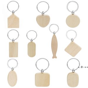 Wholesale personalized keychain resale online - Beech Wood Keychain Party Favor Blank Personalized Customized Tag Lettering DIY Pendant Keychain Creative Birthday Gift RRA10545