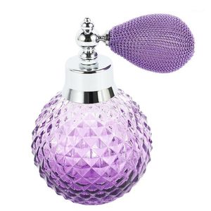Vintage Crystal Spray Perfume Bottle Vit Kort Atomizer Refillerbar Glaslagringsflaskor