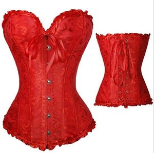 Hurtownie Overbus Sexy Damskie Gorset Bustier Topy Biustonosz Lace Up Plus Size Boned Waist Talia Cincher Slim Kwiatowy Bustier Bielizna Piłki Kobiety Cl