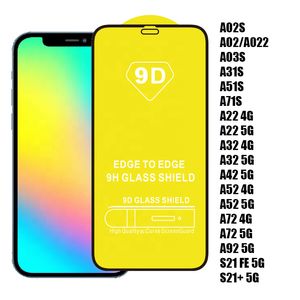 9D полная крышка закаленного стекла экран экрана экрана защитник для Samsung Galaxy A03S A31S A51S A71S A02S A22 A32 A42 A52 A72 A92 S21 iPhone 13 12 11