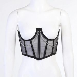 Gürtel Mesh Bustier Kleidung Vintage Schwarz Unterbrust Korsett Verband Kummerbund Frauen Harajuku Sexy Bodycon Casual Taille Shaper