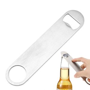 Heavy Duty Blank Rostfritt stål Flat Beer Bottle Opener Cap Remover för Kitchen Bar Restaurant 7 tum XBJK2106