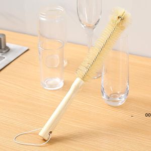 Thermos Cup Cleaning Brushes Long Handle Milk Bottle Cups Brush Eco-Friendly Wooden Portable Hanging Kitchen Clean Supplies RRA9639