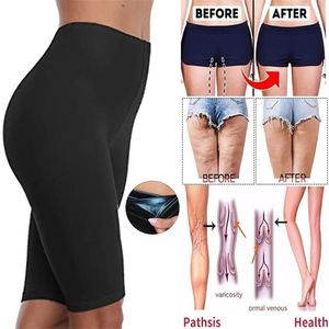 Sweat Sauna Shorts Body Shaper Weight Loss Slimming Pants Women Waist Trainer Tummy Control Thermo Poylmer Leggings Gym Workout 210402
