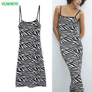 VUWWYV Jacquard Animal Print Jersey Kleid Frauen Weiß Schwarz Backless Straps Midi Frau Chic Casual Stricken Vestidos 210430