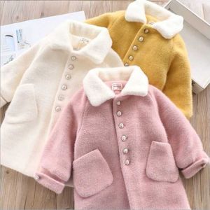 Girls Mink Velvet Thick Quilted Jacket 2021 New Fashion Winter Children's Mid-length Korean style Woolen Coat H0909