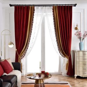 Amerykański Lekki Luksusowy Styl Peacock Zielona Zasłona Do Salonu Sypialnia Aksamitna Blackout Curtain Treatal Decoration Custom 210712